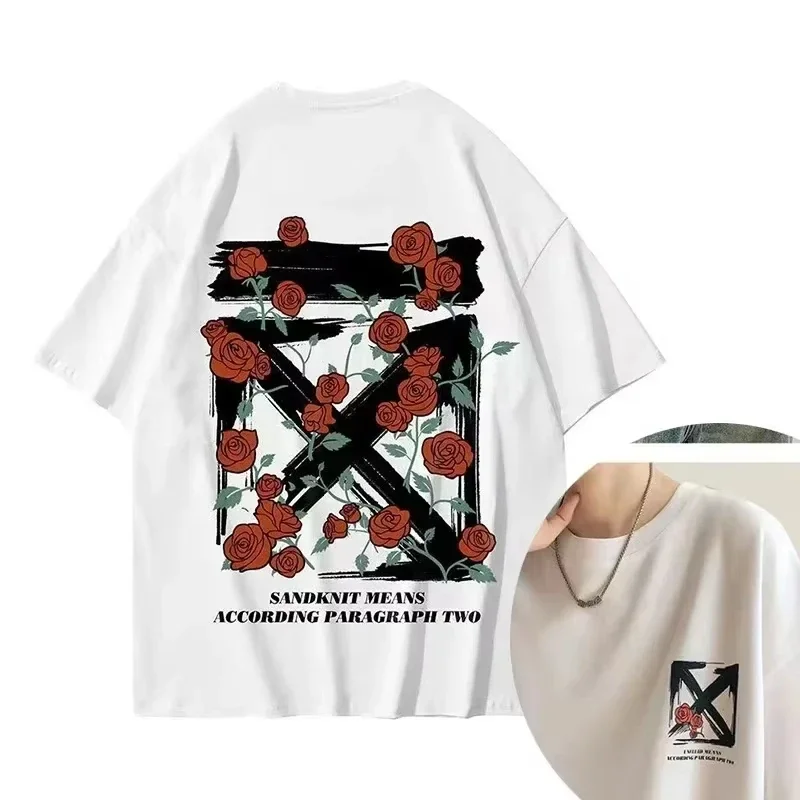 Streetwear Brand Korea - 2026 Baumwolle Korea Luxus Buchstaben-Bedrucktes T-Shirt